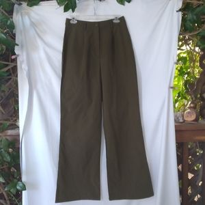 Pretty Little Thing Pants Womens Size 6 Olive Green Shimmer High Rise Wide Leg